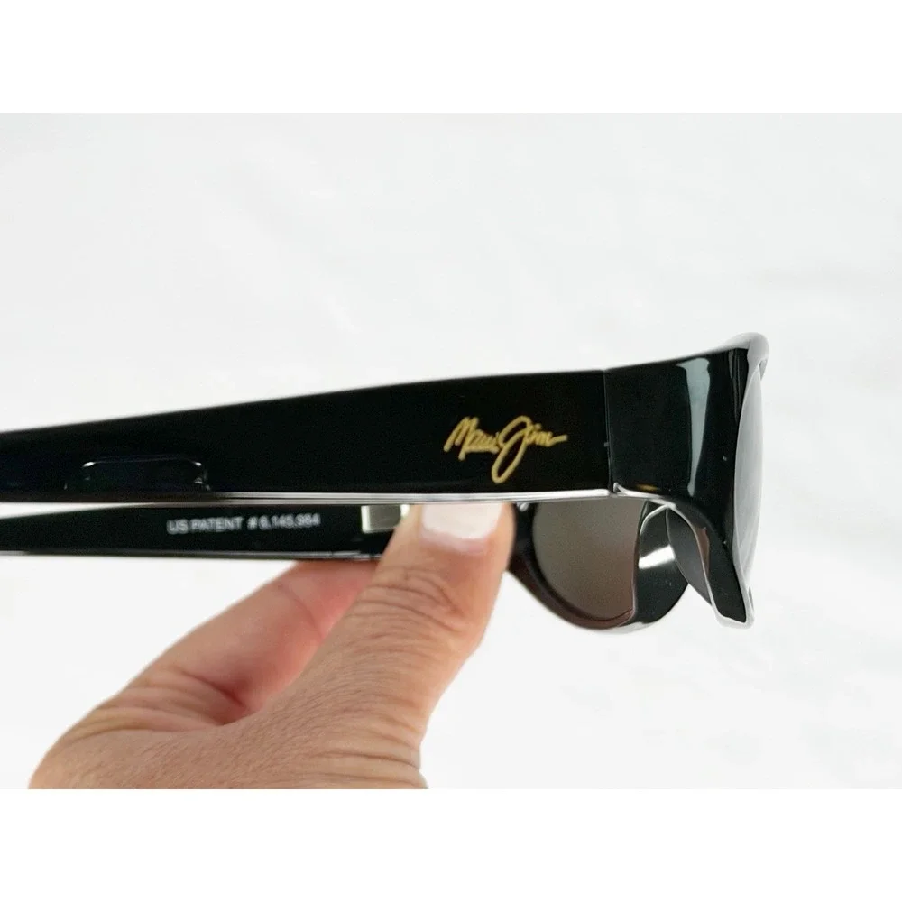 MAUI JIM MALIA MJ 125-02 Gloss Black W/ Grey POLARIZED Oval  SUNGLASSES NEW Case